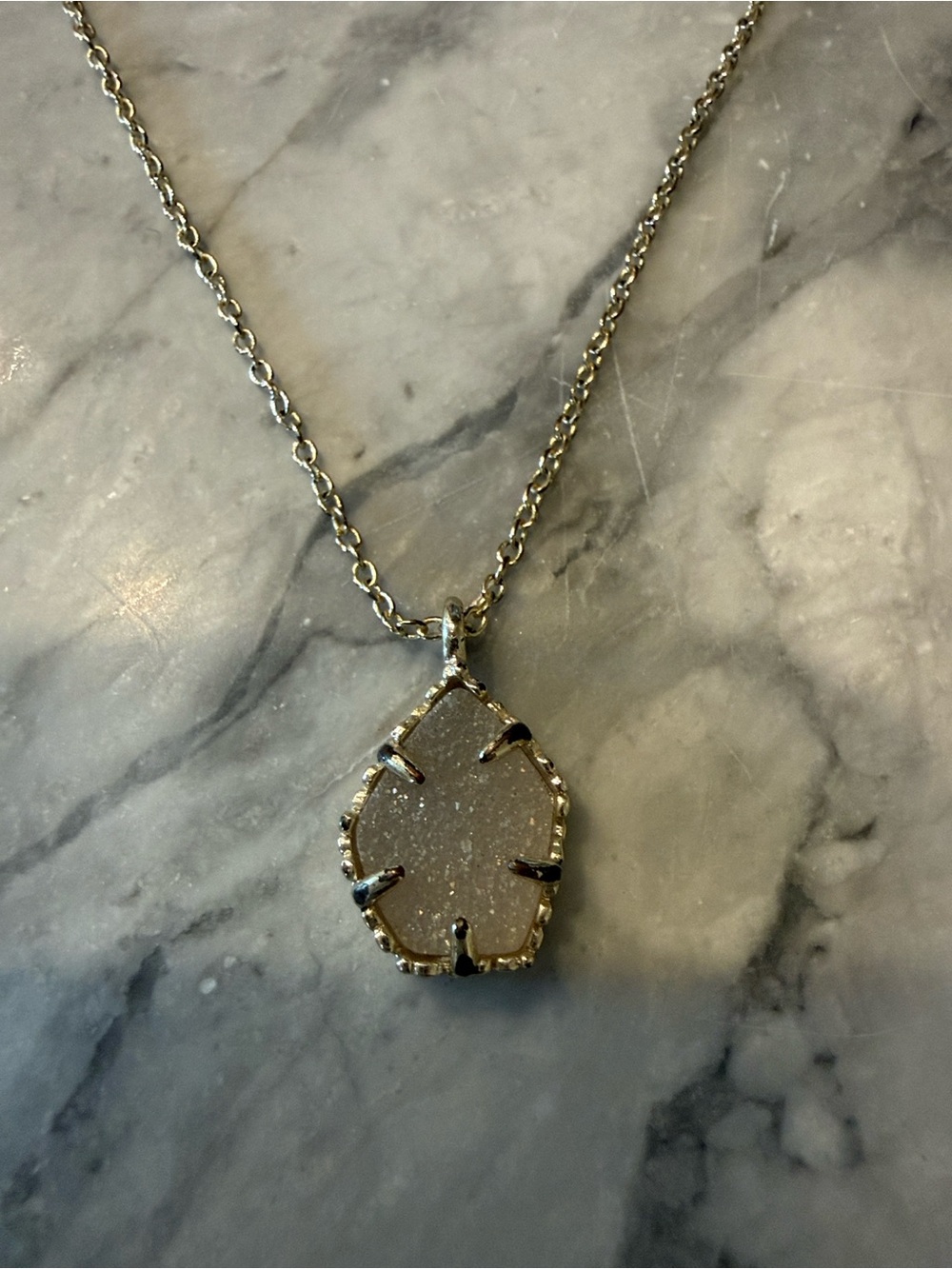 Kendra Scott Gold Druzy Teardrop Necklace